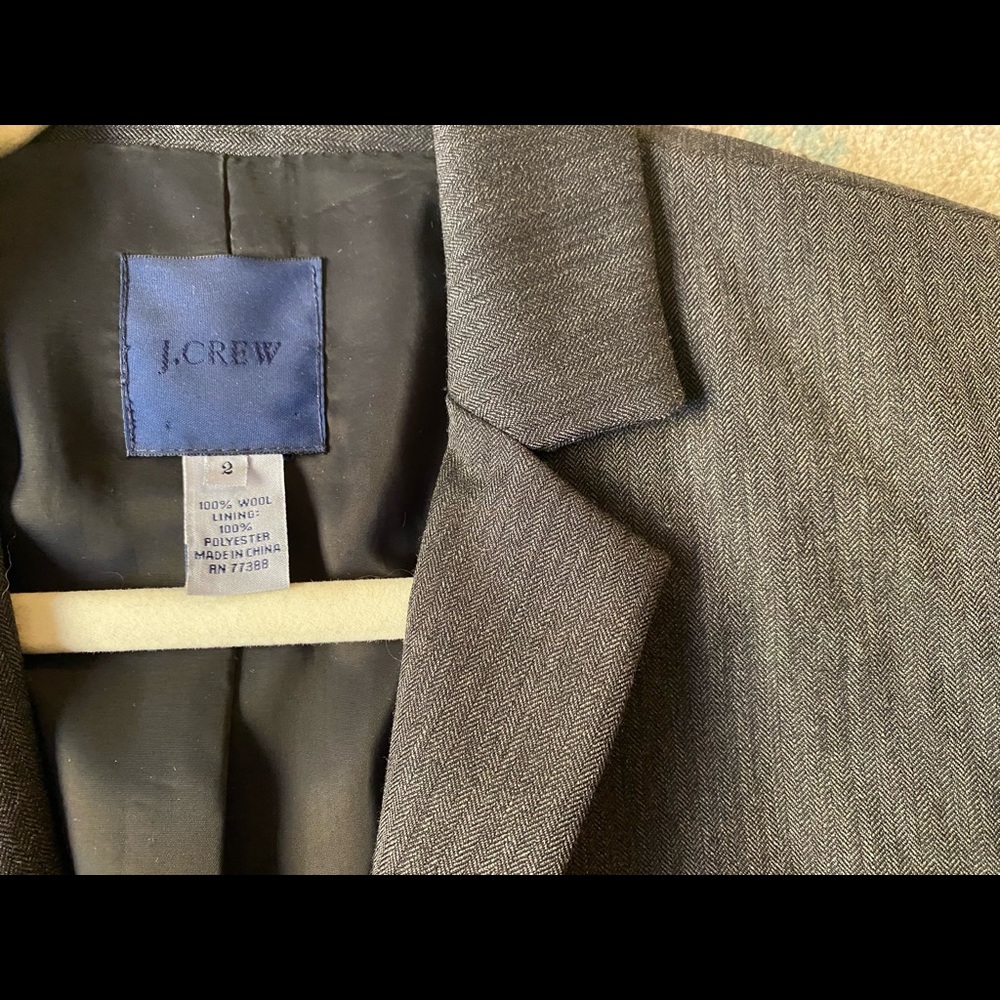 J Crew Charcoal Micro Herringbone Blazer